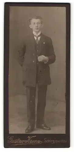 Fotografie Gustav Krenz, Schirgiswalde, Portrait junger Herr in Anzug