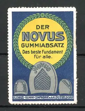 Reklamemarke "Novus"-Gummiabsatz, "Beste Fundament!", verschiedene Absätze