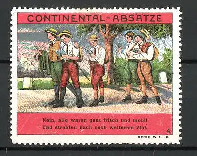 Reklamemarke "Continental"-Absätze, Burschen auf Wanderschaft