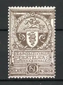 Reklamemarke Milano, Esposizione Filatelica Internazionale 1906, Wappen, braun