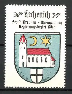 Reklamemarke Wappen von Lechenich, Freistaat Preussen, Rheinprovinz, Reg-Bez. Köln