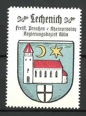 Reklamemarke Wappen von Lechenich, Freistaat Preussen, Rheinprovinz, Regierungsbez. Köln
