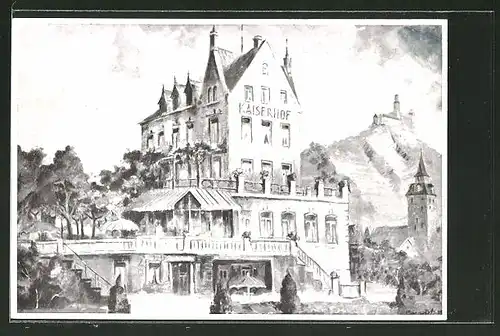 Künstler-AK Braubach a. Rh., Blick zum Hotel Först-Kaiserhof