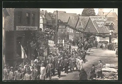 AK Helsen, Schützenfest 1927, Festzug durch die Strassen