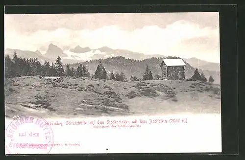 AK Gröbming, Schutzhütte auf dem Stoderzinken mit dem Dachstein