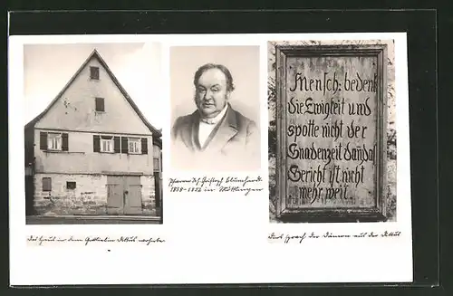AK Möttlingen, Gottliebin-Dittus-Haus und Pfarrer Johann Christoph Blumenhardt