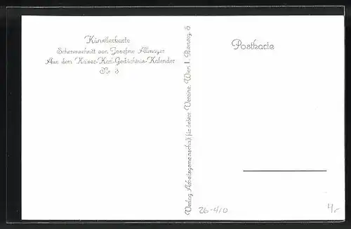 Künstler-AK Josefine Allmayer: Scherenschnitt aus dem Kaiser-Karl-Gedächtnis-Kalender Nr. 3: Rudolf von Habsburg