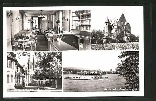 AK Geisenheim, Gasthof zur Eisenbahn-Gastzimmer, Linde & Rheingauer Dom, Schloss Schönborn, Panorama