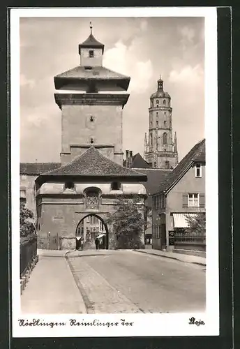 AK Nördlingen, Strassenpartie am Reimlinger Tor