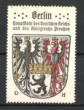 Reklamemarke Wappen von Berlin, Hauptstadt des deutschen Reiches und des Königreichs Preussen