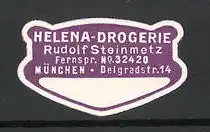 Präge-Reklamemarke Helena-Drogerie Rudolf Steinmetz in München