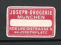 Präge-Reklamemarke Joseph-Drogerie in München