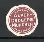 Präge-Reklamemarke Alpendrogerie München