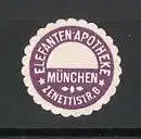 Präge-Reklamemarke Elefanten-Drogerie in München