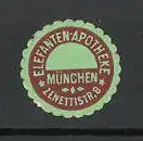 Präge-Reklamemarke Elefanten-Drogerie in München, rot
