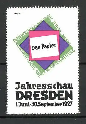Reklamemarke Jahresschau "Das Papier" 1927, Messelogo