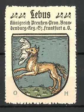 Reklamemarke Wappen von Lebus, Königreich Preussen, Prov. Brandenburg, Reg.- Bez. Frankfurt a. O.