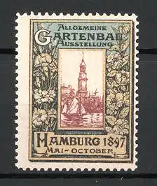 Reklamemarke Hamburg, allgemeine Gartenbau-Ausstellung 1897, Hamburger Hafen