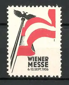 Reklamemarke Wien, Wiener Messe 1936, österreichische Flagge