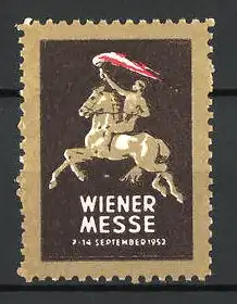 Reklamemarke Wien, Wiener Messe 1952, Reiter mit Fackel