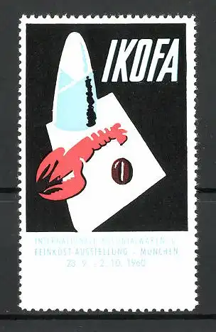 Reklamemarke München, internationale Kolonialwaren-und Feinkost-Ausstellung 1960, Messelogo