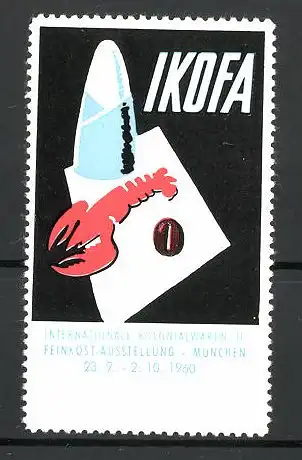 Reklamemarke München, internationale Kolonialwaren-und Feinkost-Ausstellung 1960, Messelogo