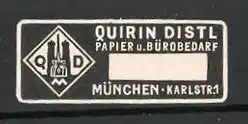 Präge-Reklamemarke Papier-und Bürobedarf Distl in München, Firmenlogo