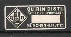 Präge-Reklamemarke Papier-und Bürobedarf Distl in München, Firmenlogo