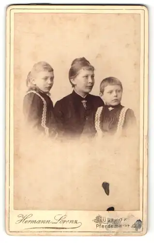 Fotografie Hermann Lorenz, Güstrow, Portrait junge Mutter mit zwei Kindern