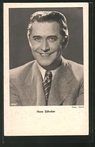 AK Schauspieler Hans Söhnker im Anzug porträtiert