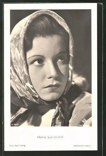 AK Schauspielerin Maria Landrock mit Kopftuch porträtiert