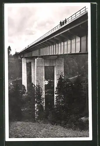 AK Mangfallbrücke der Reichsautobahn, München-Landesgrenze, Nahaufnahme