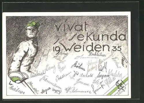 AK Weiden, "Vivat Sekunda", Absolvia 1935, Student mit Schläger