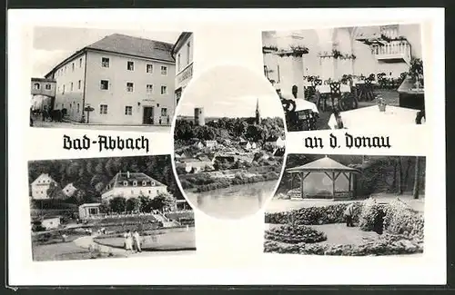AK Bad-Abbach a. d. D., Hotel-Gasthaus Schwefelbad, Innen- & Aussenansichten