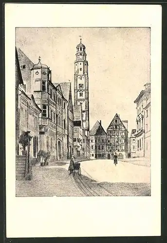 AK Lauingen / Donau, Imhofstrasse mit Schimmelturm