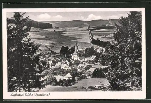 AK Eslohe / Sauerland, Panoramablick auf das Dorf
