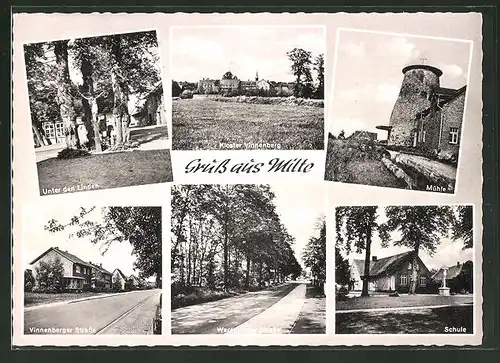 AK Milte, Unter den Linden, Mühle, Kloster Vinnenberg, Schule