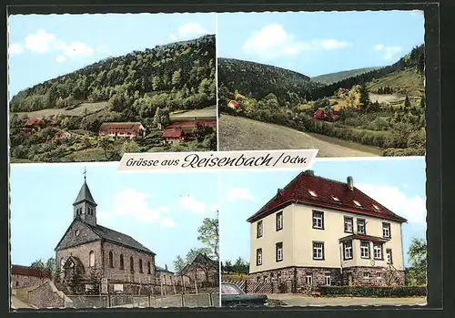 AK Reisenbach / Odenwald, Kirche, Ortsansicht