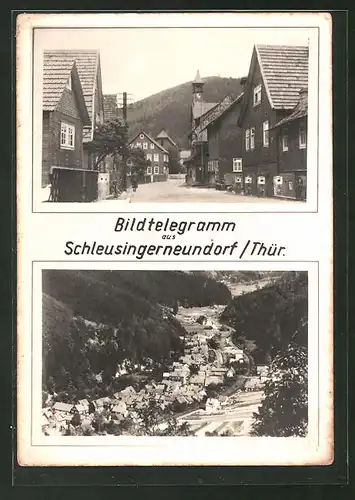 AK Schleusingerneundorf / Thür., Strassenpartie und Ortsansicht