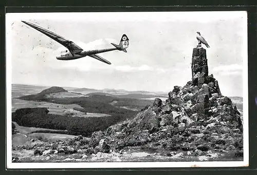 AK Wasserkuppe, Segelflugzeug am Fliegerdenkmal