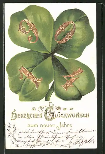 Präge-AK Neujahrsgruss mit Jahreszahl 1904