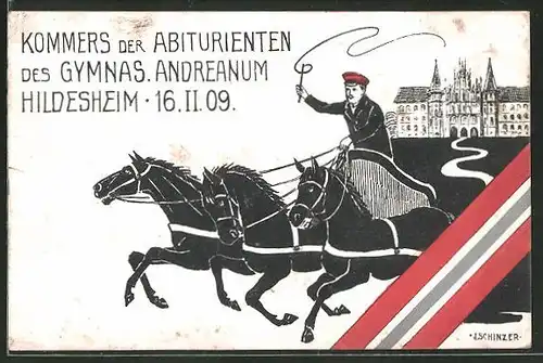 Künstler-AK Hildesheim, Kommers der Abiturienten des Gymnasiums Andreanum 16.2.1909, Absolvia