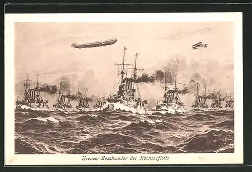 AK Kreuzer-Grossgeschwader der Hochseeflotte, Zeppelin und Wasserflugzeug