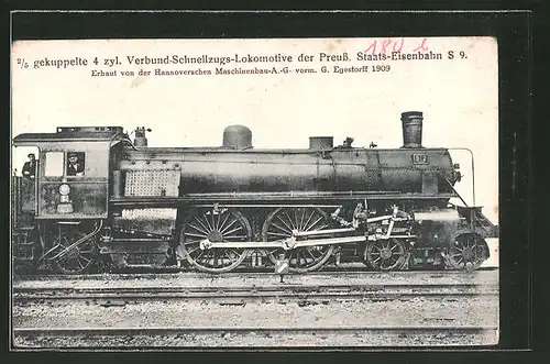 AK Eisenbahn, 2 /5 gekuppelte 4 zyl. Verbund-Schnellzugs-Lokomotive der Preuss. Staats-Eisenbahn S 9