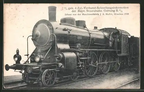 AK Eisenbahn, 3 /5 gek. 4 Zyl.-Verbund-Schnellzugslokomotive der Bayr. Staatsbahn, Gattung S 3 /5