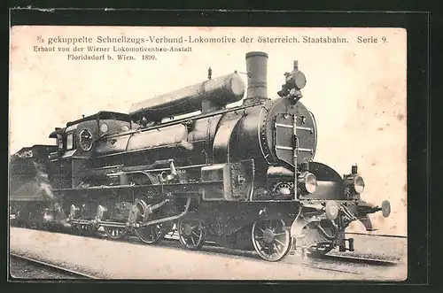 AK 3 /5 gekuppeltze Schnellzugs-Verbund-Lok der österr. Staatsbahn, Serie 9, Wiener Lokbau-Anstalt, Floridsdorf 1899