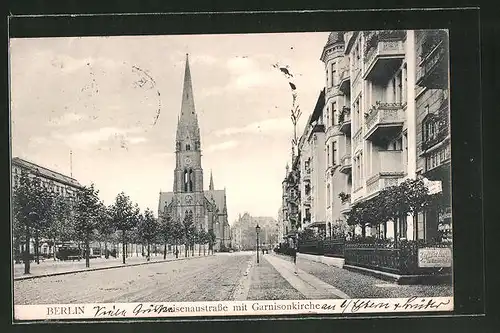 AK Berlin-Kreuzberg, Gneisenaustrasse mit Garnisonkirche