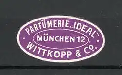 Präge-Reklamemarke Pfarümerie Ideal in München