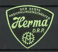 Präge-Reklamemare Rasierklingenschärfer der Firma Herma, Firmenlogo