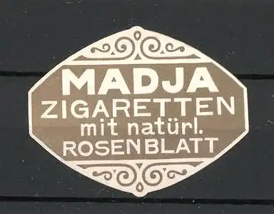 Präge-Reklamemarke "Madja"-Zigaretten, "Mit natürlichen Rosenblatt!"